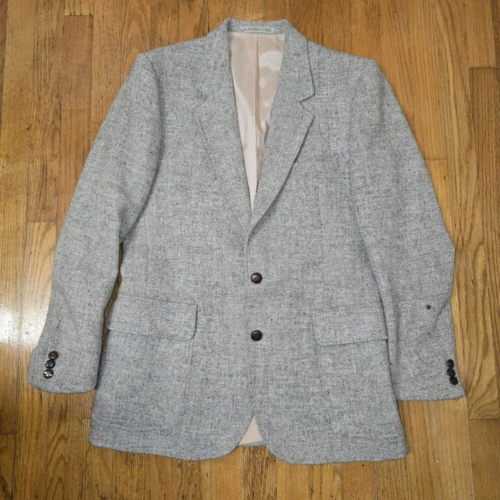 Moores Harris Tweed Blazer Mens Herringbone Pure Virgin Wool Sport Coat Jacket